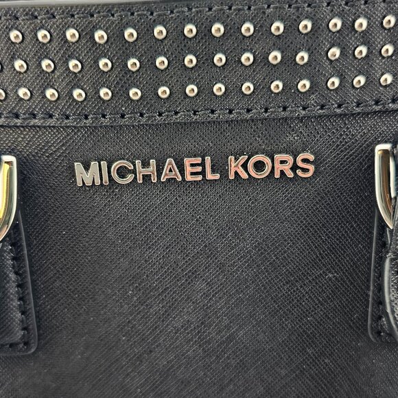 Michael Kors Dillon Microstud Crossbody Satchel Bag Black - Picture 7 of 12